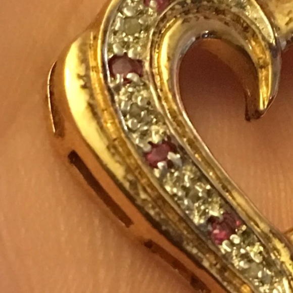Vintage Heart Pendant marked 925 w/Chain Necklace & Box - diamonds & rubies?? - Picture 11 of 16